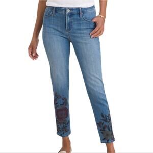 Chico's So‎ Slimming Girlfriend Floral Ankle Jeans Plus Size 18 3.5